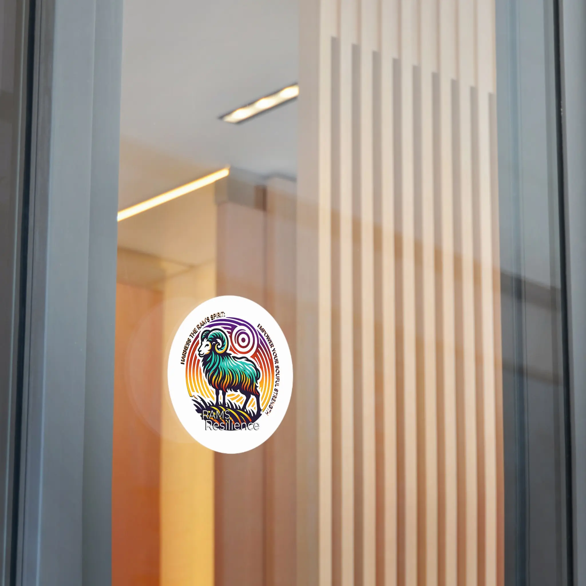 Vibrant Round Vinyl Stickers for Laptops, Water Bottles, Notebooks - Rams Resilience Collection. Ideal for Artists, Students, and