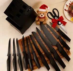 Kitchen Knife Set with Built-in Sharpener, 15-Piece Wooden Block, Dishwasher Safe, High Carbon Stainless Steel Knife Block Set with Steak Knives, Kitchen Scissors, Pink/Black/White Holder Blade Chopping Cutting knife