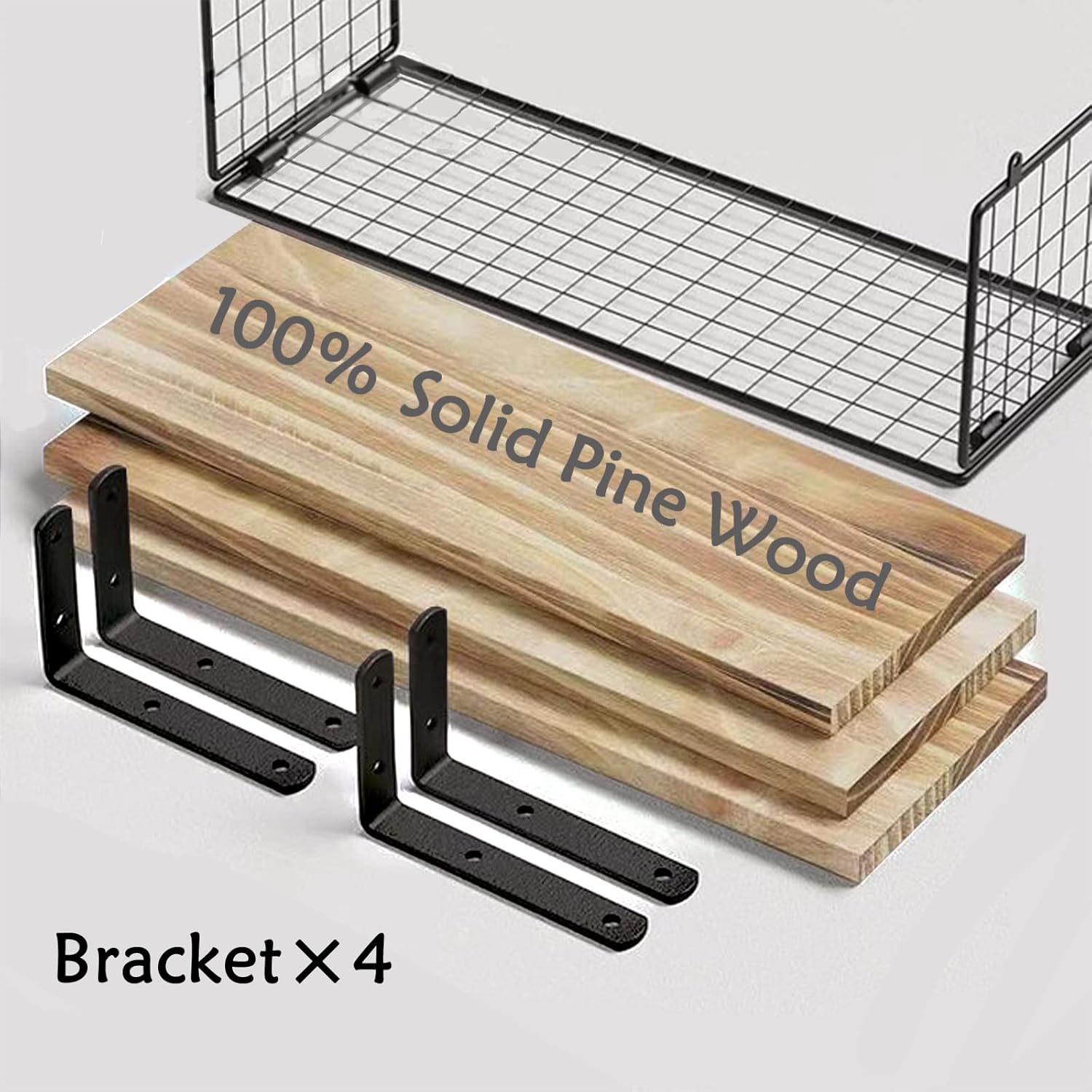 Premium Live-Edge Elm Wood Floating Shelves with Refined Edging--Crafted from rustic solid elm wood, these heavy-duty floating shelves feature invisible brackets for a seamless display