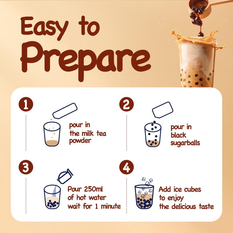 Homemade Boba Milk Tea Kit 6 Servings Authentic Taiwanese Bubble Pearl Milk Tea with Brown Sugar Tapioca Ready in Under One Minute Gluten-Free Vegetarian-Friendly Beverage Drinks