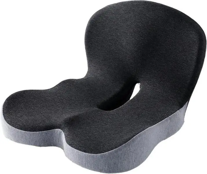 Memory Foam Contoured Seat Cushion with L-Shaped Ergonomic Design for Office Chair Car Seats  Seat Cushion for Truck Driver, Truck Car Seat Cushions for Driving Lumbar Support (Grey&Black)