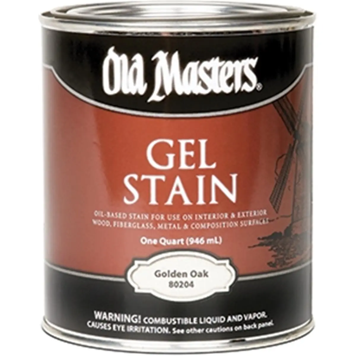 212 MAIN Old Masters 80204 Golden Oak Rapid-Dry Gel Stain - 1 Qt Can, Oil Based Paint for Fiberglass Automotive & Motorcycle Care, Difficult Stains, Plastic Doors