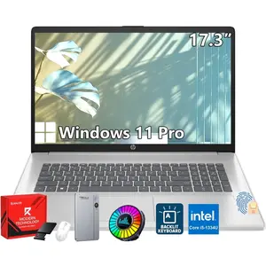HP 17.3" Laptop, Intel Core i5-1334U, 32GB RAM, 2TB SSD, Windows 11 Pro, Backlit Keyboard, Fingerprint Reader, Music Ambient Light,AI Voice Recorder,Silver