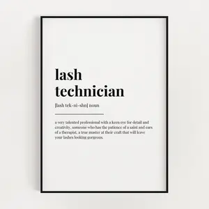 LASH TECHNICIAN DEFINITION Print, Wall Art Print, Definition Poster No Frame, Home Decor