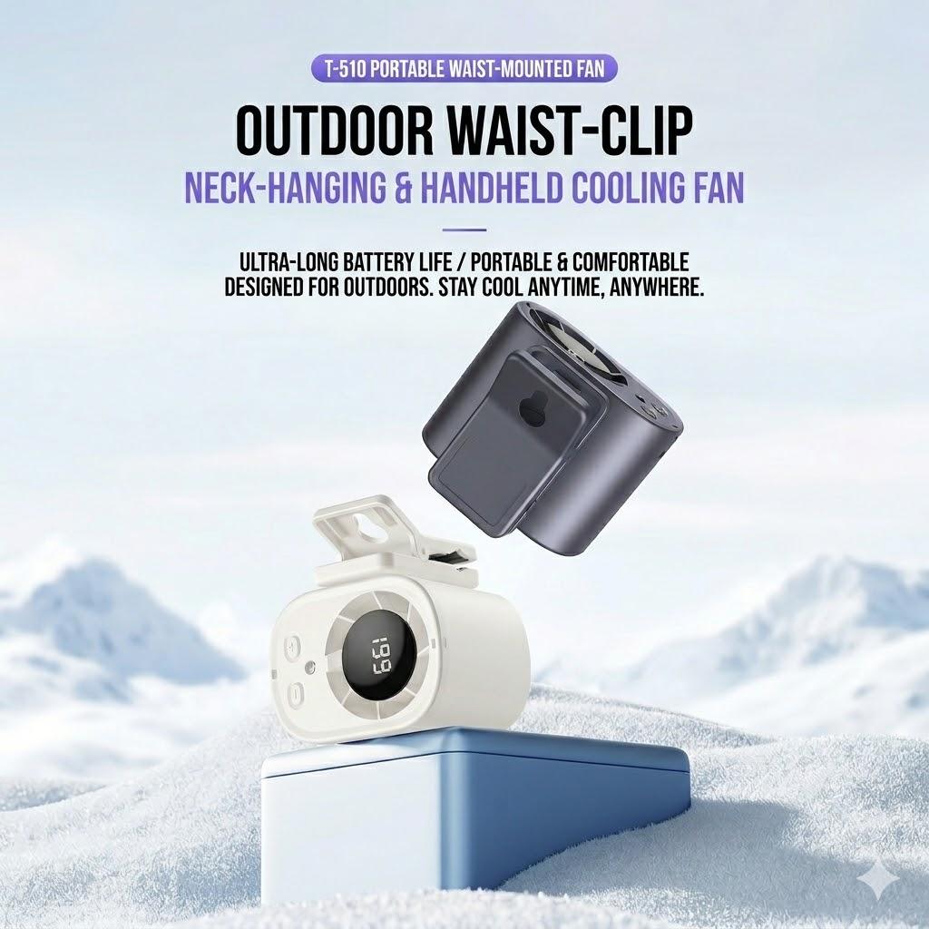 2026 Clip-on Fan (with LED Display) — Versatile for Multiple Scenarios: 360° Rotation, 100 Adjustable Speeds, USB Charging