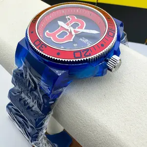 Invicta MLB Baseball Boston Red Sox Edition Watch Quartz Anatomic 51.5MM Blue Silicone Strap Red Dial Team Spirit
