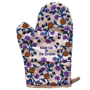 Rise Up and Be Brave Oven Mitt Empowerment Motivational Message Kitchen Glove Funny Graphic Kitchenware Bakeware Funny Motivational  Novelty Cookware White