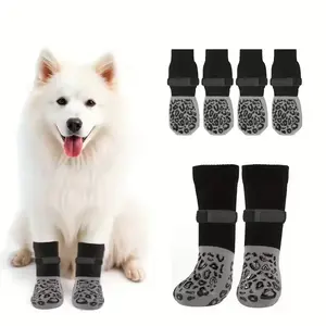 4pcs Waterproof Dog Paw Protectors Anti-Slip Boots with Traction Control Adjustable Socks for Injured Paws Senior Dogs