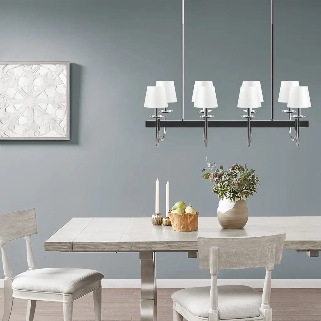 Traditional 8-Light Chandelier Featuring Drum Shades