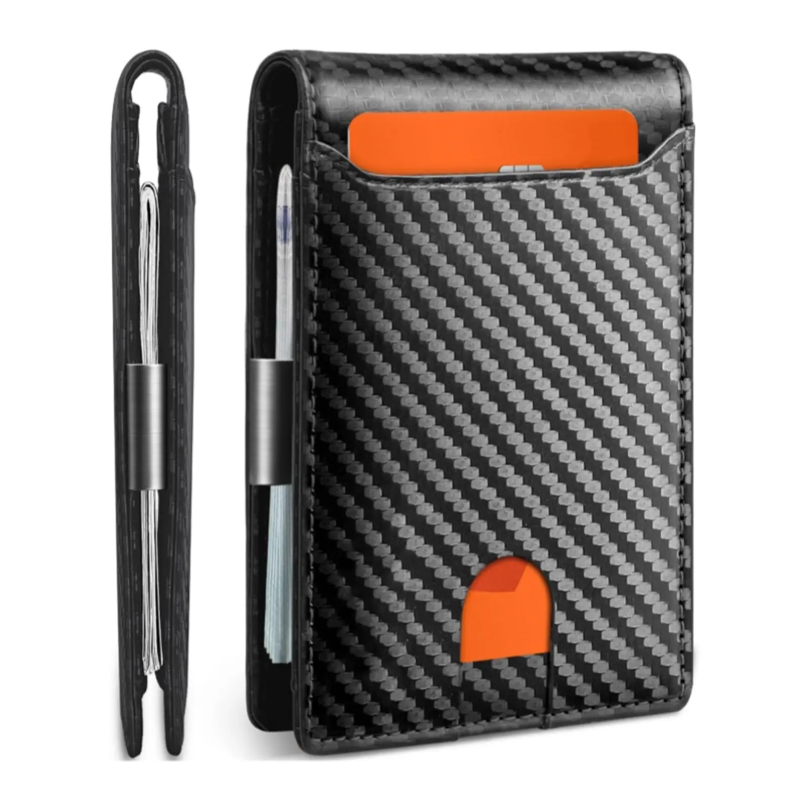 Men's Chic Solid Genuine Leather RFID Blocking Slim Wallet with Money Clip, Card Holder, Utility Pocket, 4x3x0.6 in, Daily Use & Travel Gift for Him