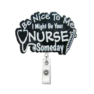 Nurse Themed Badge Holder, Cute Badge Reel, Creative Badge Scroll, ID Card Pack for Student Office Staff Doctor Nurse Teacher, Badge Buddy Nursing