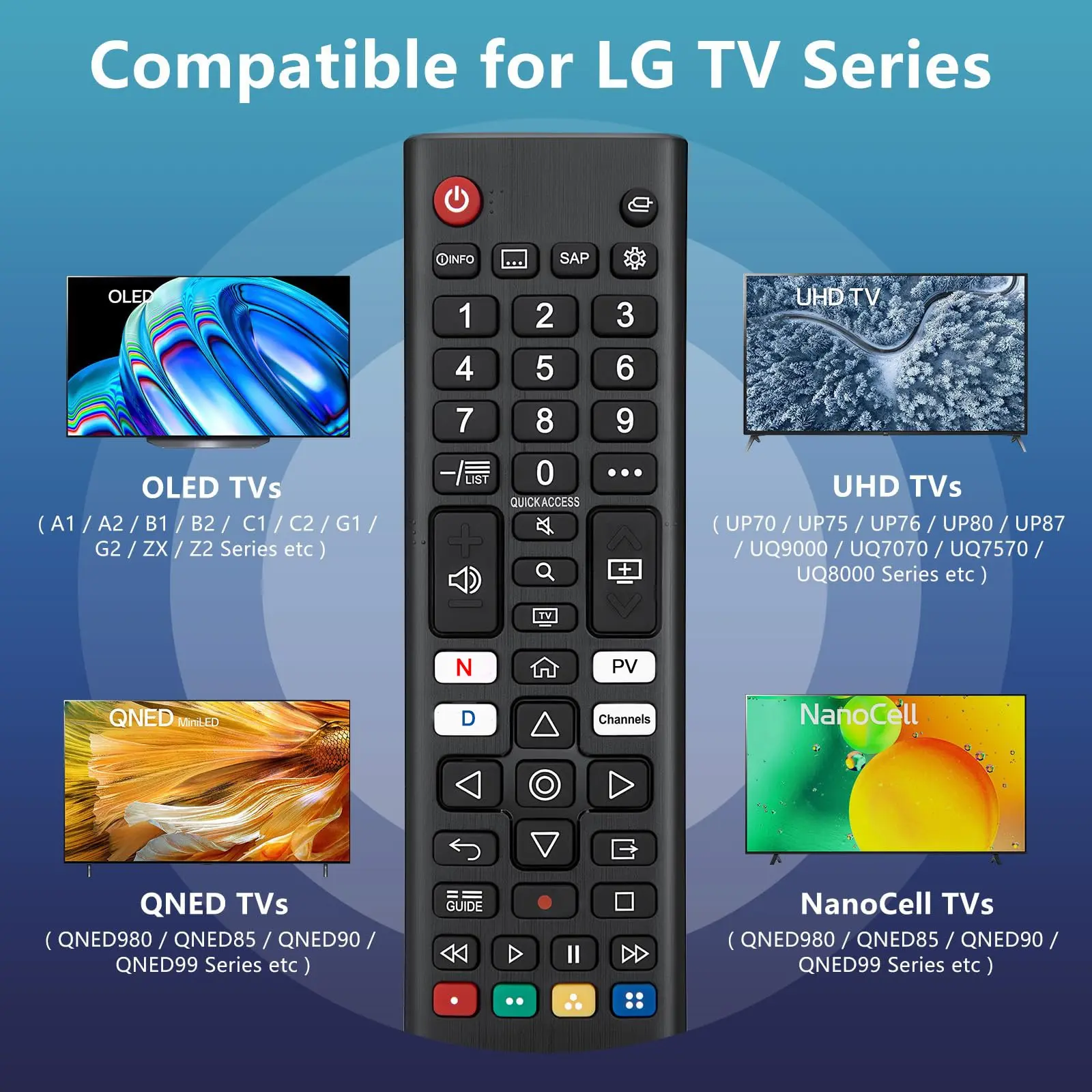 Universal Remote Control Akb76040302, High-Quality Abs, Durable, Compatible with Lg Smart Tvs, Models 32lj610v, 43uj634v, 49uj634v, 55uj634v, 65uj634v, 43uj6309, Compact