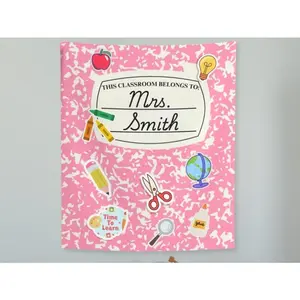 1pc of Custom 2D Printed Pastel Composition Notebook Tapestry: a Vibrant Classroom Banner Measuring 40 by 60 Inches