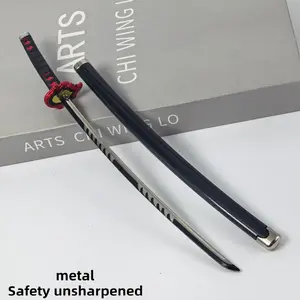 9.5inch/24cm Red Metal Katana Sword Figure Unsharpened Safe Action Harmless Training Home Decor Party Gifts Anime Cosplay Prop Accessories Real Full Size Japanese Original Figurines