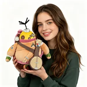 25cm Cute Outer Wilds Riebeck Plush Toy, Soft Stuffed Traveler Character Doll with Banjo, Adorable Game Plushie for Collectors, Perfect Gift for Outer Wilds Fans