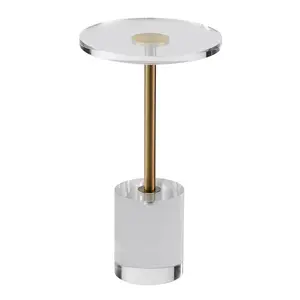 【Summervibes】VEVOR Clear Acrylic End Table, Acrylic Side Table with a Solid Base, 11.9 x 11.9 inch Round Tabletop, 21.4 inch High, for Coffee, Drink, Food, Snack used in Living Room, Bedroom, and Study
