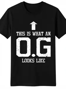 Men's Unisex Cotton Crew Neck Shortsleeve Graphic T-Shirt - "This Is What OG Looks Like" Print, Lightweight Airy Top, Suitable for Casual Outfits, Street Fashion