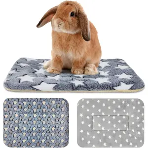 3PCS Soft Warm Fleece Plush Small Animal Sleep Bed Cage Liner Pee Pad Mats For Guinea Pig Rabbit Bunny Hamster Ferret Squirrel Hedgehog Rat
