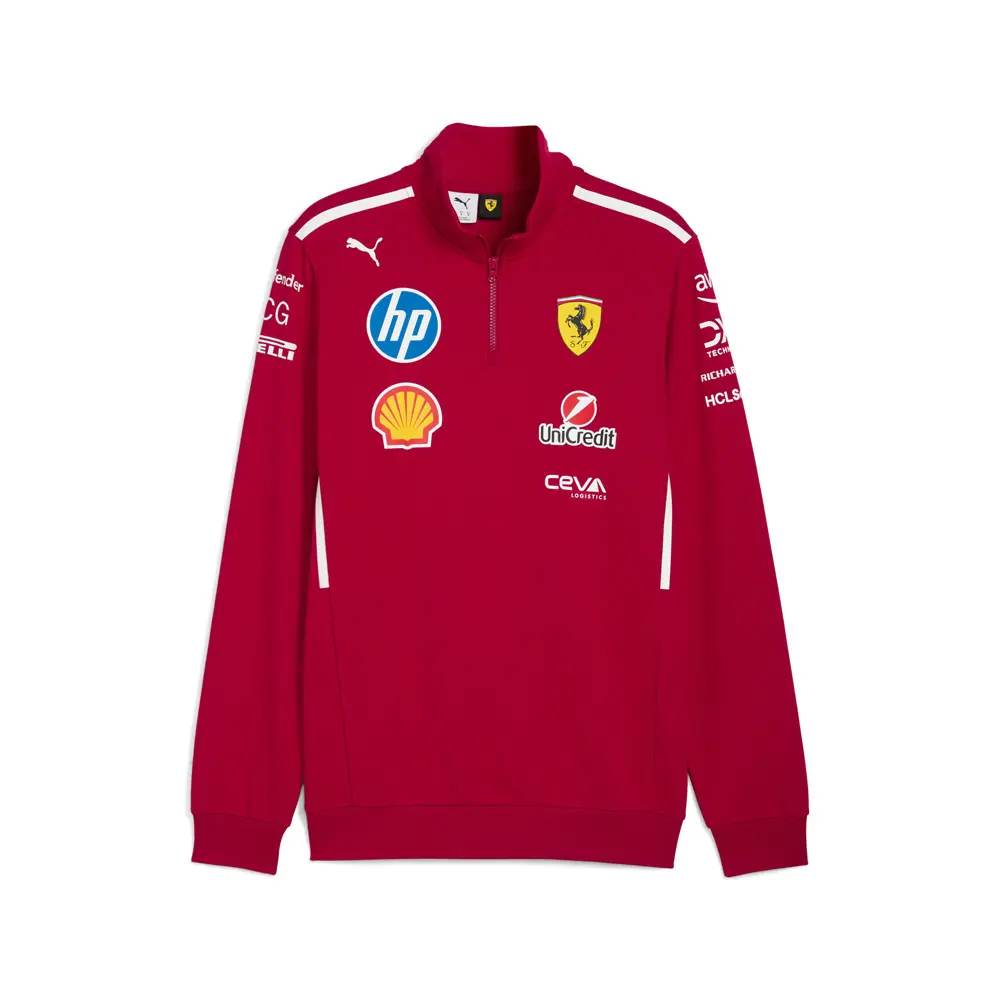 PUMA Mens Scuderia Ferrari Team Half Zip Motorsport Sweatshirt Casual - Red