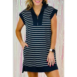 Coastal Chic Striped Zip Dress