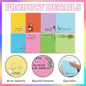 6/12 Pcs Funny Sticky Notes Set (work Use), Self-Adhesive Memo Pad, Cute Office Supplies, Teacher Employee Novelty Gift, Perfect for Thank You or Birthday, Sticky Labels