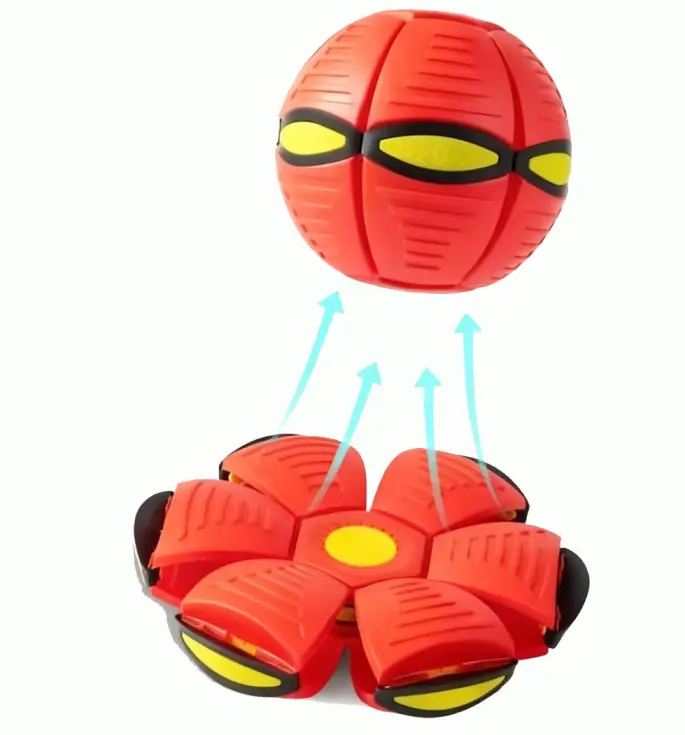 6-Light Dual Form Transformable Interactive Bouncing Ball, Pop-Up Deformable Flying Saucer Style Bouncy Toy, Color Light Flashing Magic Jump Ball for Parent-Child Interactive Play, Holiday Gift Pack for Kids