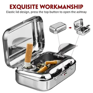A Covered - a Portable Smokeless Ashtray, Heavy-Duty Compact Design for Vehicles, Offices, Or Outdoor Use, Suitable for Cars, Available in Polished Or Black End, Specifically Designed for Smokers on The Go, Home Decoration