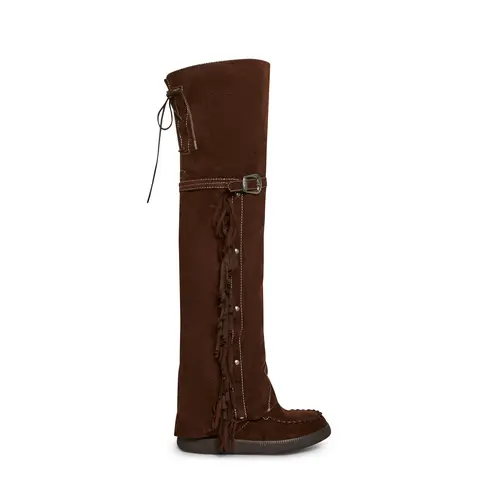 Fringe Thigh High Wedge Boot