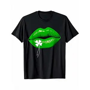 Men and Women S St Patrick S Day Lucky Four Leaf Clover T-Shirt Featuring Irish Symbol Print Short Sleeve Round Neck Tee Ideal for Holiday Parties Outdoor Activities and Casual Wear Machine Washable Comfortable Fit for All Body Types