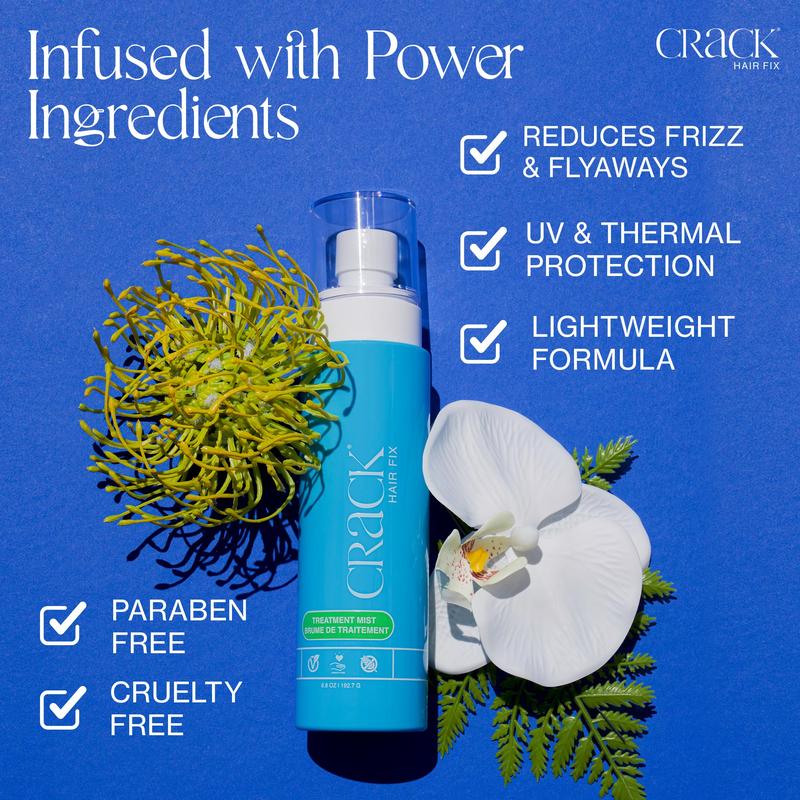 CRACK Crack Hair Fix Moisturizing Mist Spray & Styling Treatment for Dry Frizzy Thermal-Damaged Hair 6 oz & .75 oz Anti-Frizz Repair Ultra Lightweight