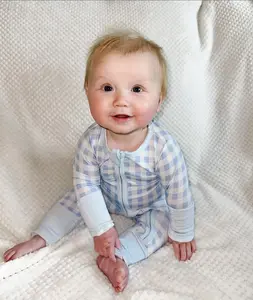Rhett + Lilly Blue Gingham Bamboo Zip Pajama