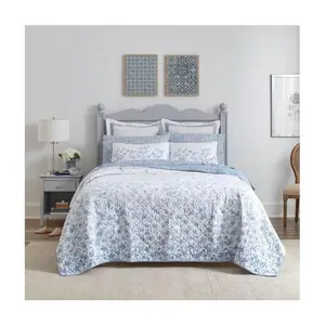 Laura Ashley Flora Blue Twin Quilt-Sham Set