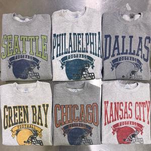 Vintage Football Sweatshirt Hometown Team Pullovers Sublimation Print Long Sleeve Casual Fabric Menswear Soft Cozy Retro Style Comfortable All-Season Wear Day Biker