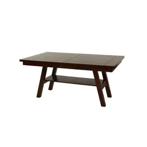 Dining Table Rectangle Dining Table w Shelve 1pc Table Only Rubber wood Dark Walnut Finish Dining Room Furniture(High end and high-quality)