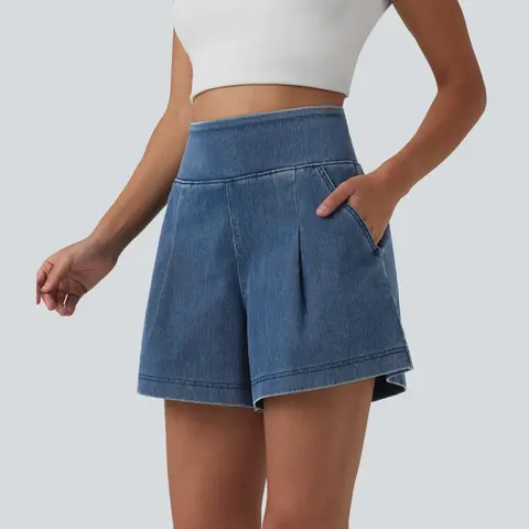 Halara Flex High Waisted Denim Casual Baggy Shorts with Pockets