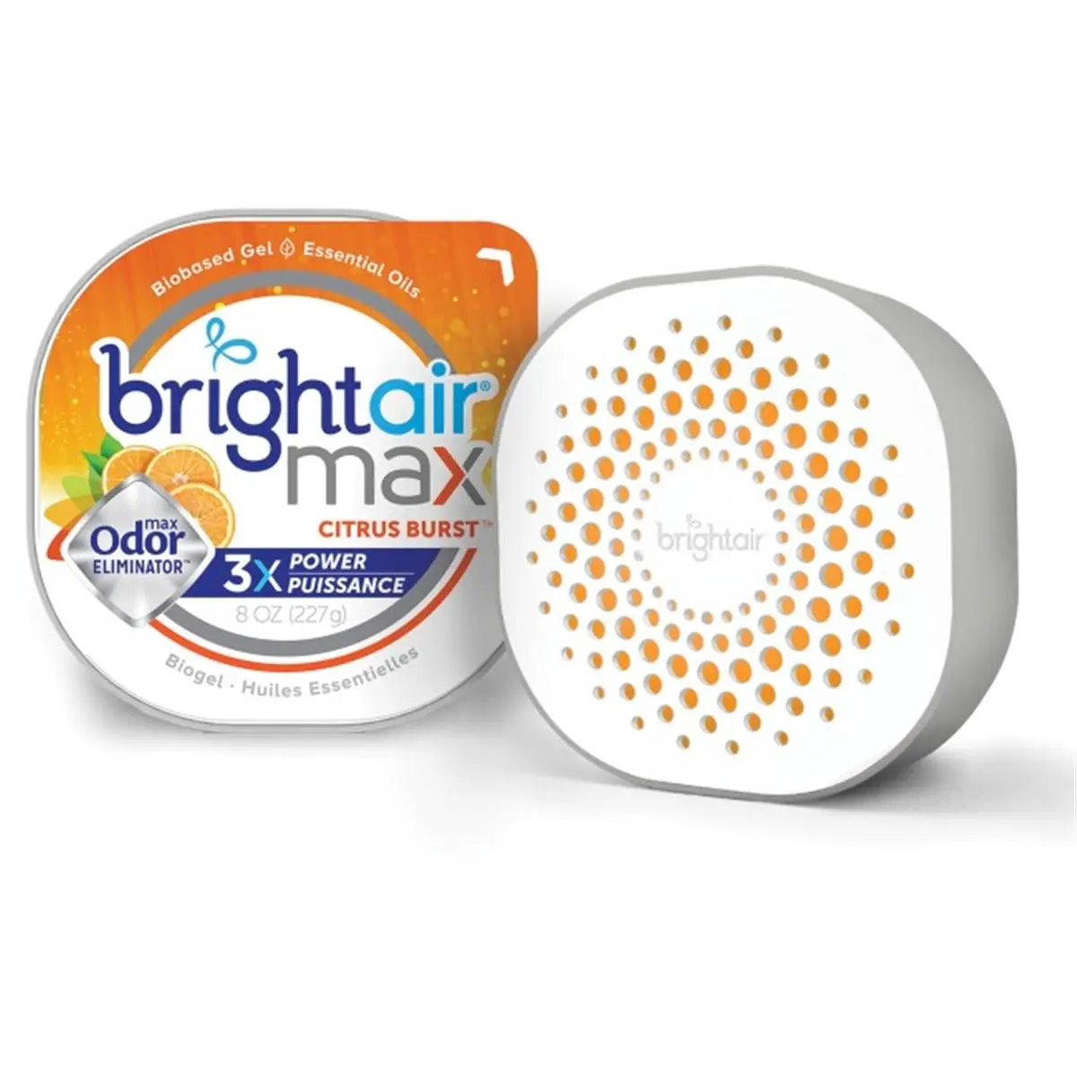 Bright Air BRI900436 Max Scented Gel Odor Eliminator - Orange Aroma Citrus Scent Home Care Freshener, Gentle Fragrance Gels & Blocks That Eliminates Odors, Citrus Scent Odor Remover Gels & Blocks
