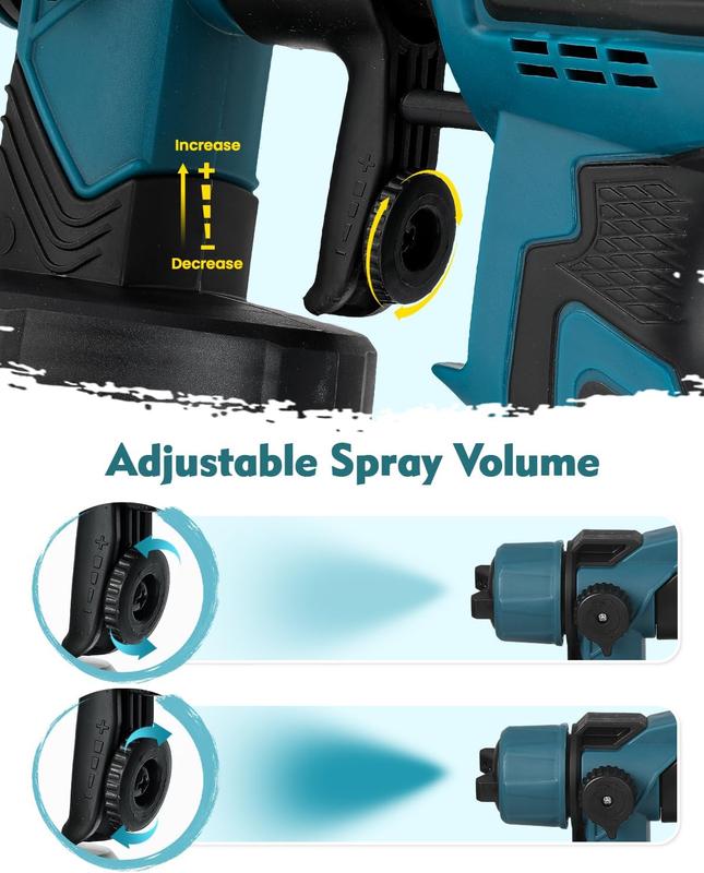 Cordless Paint Sprayer with 2 Batteries 1000ml Cordless Spray Paint Gun 3 Spray Modes 3 Nozzles Adjustable Flow Length for Home Interior Furniture Wall Door Latex (Style B-Blue),Thanksgiving/Christmas—The Best Choice for Gifts