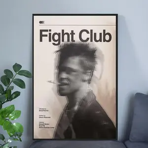 Fight Club Movie Poster, Vintage Aesthetic Wall Art, Canvas Print Room Decor