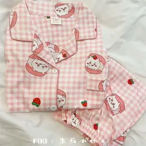 Cute Chiikawa Pajamas Set Spring Autumn Long Sleeve Pants Kawaii Sleepwear for Women Girls Students Dorm Home Girl Gift Toys