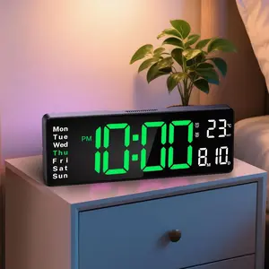 16" Large Digital Wall Clock Large Display, LED Electric Wall Clock with Remote Control, Date Week Alarm Temp Night Light for Bedroom Classroom Living Room Gym Office