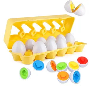 Montessori 12PCS Color Matching & Shape Sorting Eggs Toy Set for Toddlers Fine Motor Skill Development Halloween Kids Gifts PlayKitchen Accessories