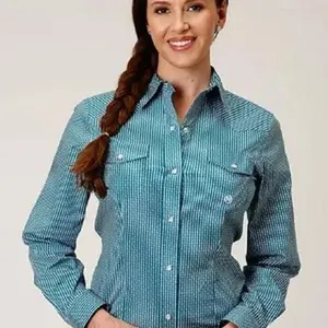 Roper Women's Teal & White Arrow Print Western Shirt