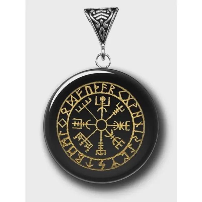 Vegvisir Obsidian Pendant, Natural Crystal Necklaces & Pendants, Handmade Jewelry Accessory for Daily Wear