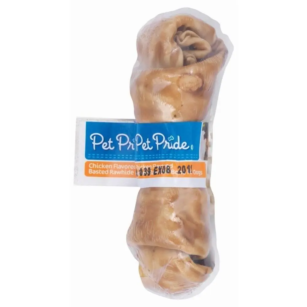 Pet Pride Chicken Flavored Basted Rawhide Dog Bone 4"