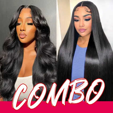 【Live Combo】Body Wave Lace Front Wigs Human Hair 13x4 HD Lace Frontal Wig Virgin Straight Human Hair Wig Lace Front Wigs Human Hair Pre Plucked 180 Density Soft