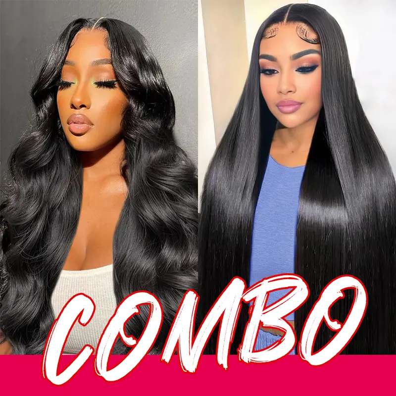 【Live Combo】Body Wave Lace Front Wigs Human Hair 13x4 HD Lace Frontal Wig Virgin Straight Human Hair Wig Lace Front Wigs Human Hair Pre Plucked 180 Density Soft