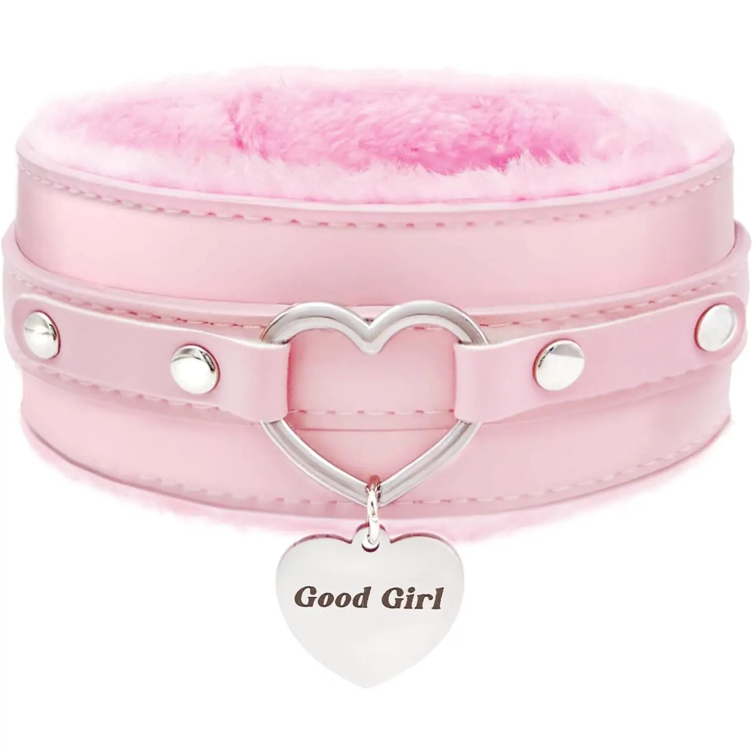 Furry Heart Leather Choker  for Women - Personalized Engraved Heart Pendant,  Adjustable Faux  Necklace, Cute Gothic Fashion