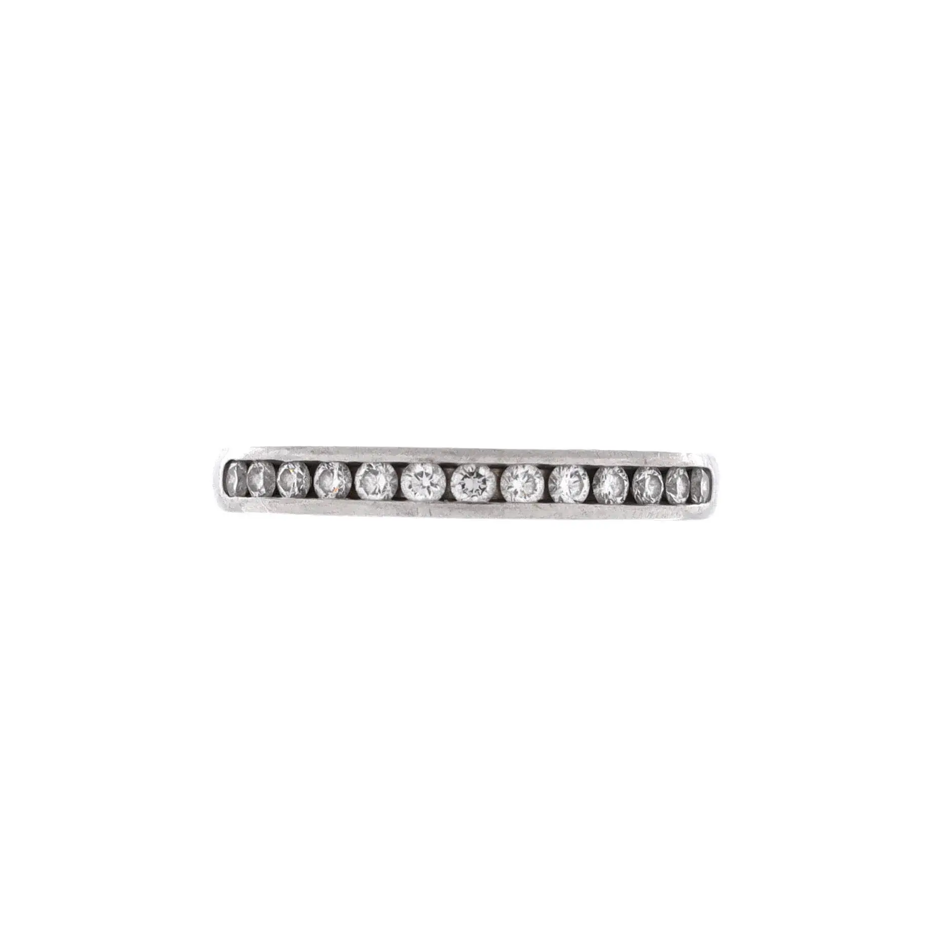 Pre-owned Tiffany & Co. Half Setting Wedding Band Ring Platinum with Diamonds 2.5mm by Rebag