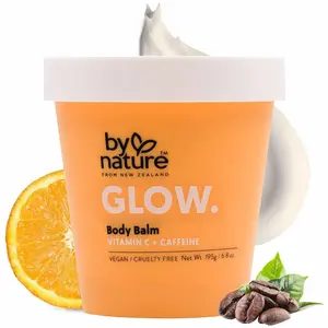 By Nature Glow Vitamin C + Caffeine Body Balm for Dark Spots – Hydrating Skin Moisturizer with Whipped Shea Butter – Vegan, Cruelty-Free, Made in New Zealand (6.8 oz)