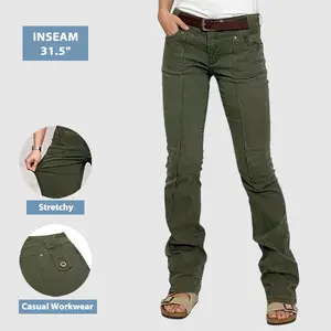 Flamingals Stitch Detail Mid Waist Bootcut Pants Womenswear Flamingals Stitch Detail Mid Waist Bootcut Pants Womenswear